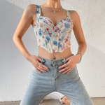 Naiste lilleprinteriga Camisole suvemood T&auml;navar&otilde;ivad Bohemian Bodycon K&auml;rbitud topsid Retrokujundusega Ebaregulaarsed mantlid XS mitmev&auml;rviline