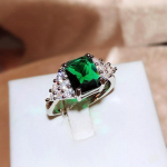 Mood s&auml;delev roheline CZ pulmapaelad Naiste s&otilde;rmused h&otilde;bedased moed Luksuslikud kihlumise aastap&auml;evad Trendikad ehted kingitused Resizable roheline