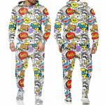 Meeste komplektid Naljakas Bang Graffiti 3D prinditud kapuutsid ja p&uuml;ksid Meeste dressid Hip Hop Trend Sportwear 2-osalised &uuml;likonnad, &uuml;lisuured r&otilde;ivad S