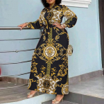 VONDA Naiste Turtlene kaelusega pikkade puhvisvarrukatega vabaaja vaba pikk kleit 5XL must