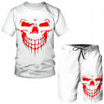 Suvine uus Punk Skull 3D-print 2-osalised komplektid Meeste l&uuml;hikeste varrukatega Spordir&otilde;ivad Spordidress Gooti graafilised t-s&auml;rgid/l&uuml;hikesed p&uuml;ksid/&uuml;likonnad, meeste r&otilde;ivad S