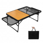 Lixada kokkupandav matkalaud v&auml;lipikniku toiduvalmistamisjaama toiduvalmistamislaud half wood side table