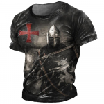 Retro templir&uuml;&uuml;tlid Meeste T-s&auml;rgid Suvised lahtised pol&uuml;estrist l&uuml;hikeste varrukatega meeste topid Crusader Soldier r&otilde;ivad r&otilde;ivad XL