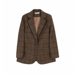 Kontoridaam Naiste Bleiserid Ruuduline Bleiser Korea Mantel Talveriided Rev&auml;&auml;riga &Uuml;herealine &Uuml;ler&otilde;ivad S pruun