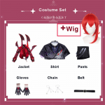 M&auml;ng  Diluc Red Dead Of Night Cosplay Kost&uuml;&uuml;m Parukas Kingad Anime Diluc Cosplay R&otilde;ivad Uus Nahk L-(Full set+wig)