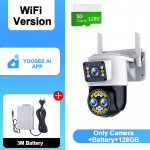 AIOOK YOOSEE APP turvakaamera Wifi PTZ juhtmevaba v&auml;likaamera HD 24MP 8K 10X ZOOM automaatne kahesuunaliste k&otilde;nede j&auml;lgimine v&auml;rviline &ouml;&ouml;n&auml;gemine Camera+batterie+128GB