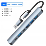 USB C jaotur 7 pordiga mitu USB-jaoturit C-t&uuml;&uuml;pi dokijaam USB 3.0 2.0 PD-adapter Xiaomi MacBook Pro Plug and Play tugi U ketasklaviatuuri hiir