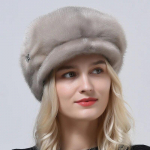 Talvised &auml;&auml;ristega m&uuml;tsid naistele k&otilde;rvakate Luksuslik Domo naturaalsest naaritsakarva m&uuml;ts Kvaliteetne k&uuml;lmak&uuml;bar Naiste ehtsast naaritsakarvast talvekarusnahast m&uuml;tsid adjustable(55-60cm) hall