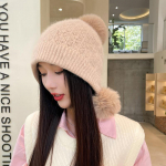 Uus s&uuml;gis- ja talvine naiste soe, paks kootud m&uuml;ts, mood armas tuulekindel m&uuml;ts, &uuml;hev&auml;rviline v&auml;listingimustes rattas&otilde;idu k&otilde;rvaklappidega m&uuml;ts One size valge