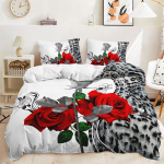 3D Rose voodipesukomplekt Yst&auml;v&auml;np&auml;iv&auml; tekikott Padjap&uuml;&uuml;r 2/3 t&uuml;kki Romantiline Love AU180 * 210 t&auml;issuuruses kodutekstiil naiste tekikate Baby 100x135cm