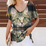 Suvine naiste T-s&auml;rk 3D armsad kassiprintertopsid Mood Igap&auml;evased V-kaelusega naisteriided T&auml;navar&otilde;ivad Suurem&otilde;&otilde;dulised T-s&auml;rgid Naister&otilde;ivad 2XL