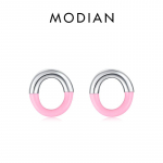 Modian 925 Sterling Silver Simple Enamel Heart Stud k&otilde;rvar&otilde;ngad Mood Round CZ Naiste N&otilde;elk&otilde;rvar&otilde;ngad Naiste peened ehted roosa