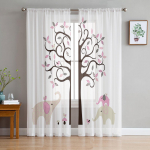 Multifilmipuud ja elevandid Elutoa t&uuml;llkardinad K&ouml;&ouml;gis l&auml;bipaistev kardin Magamistoa aknapaneelid 135W x 114H(cm)