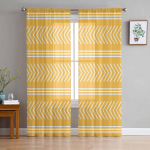 Kollase nooletriibuga tekstuuriga t&uuml;llkardinad elutuppa k&ouml;&ouml;gi jaoks l&auml;bipaistvad voile kardinad magamistoa aknapaneelid 135W x 114H(cm)