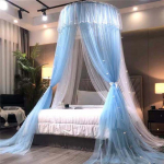 Princess Hung Dome s&auml;&auml;sev&otilde;rk koos valgusn&ouml;&ouml;riga King Queen Szie kahekihiline pitsvoodi mantliga putukate h&uuml;lgav voodi baldahhiin Average Size