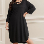 Naiste &uuml;hev&auml;rviline plusssuuruses pikk kleit, moodne vabaaja &uuml;hev&auml;rviline avara pikkade varrukatega kleit &ouml;&ouml;kleit 5XL valge