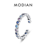 MODIAN 925 Sterling Silver Vintage v&auml;rviline &uuml;mmargune tsirkooniumoksiidist s&otilde;rmus reguleeritav Szie 6-9 s&otilde;rmused Moeehted naistele t&uuml;drukutele kingitus h&otilde;be