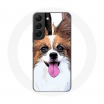 Valge ja pruun &uuml;mbris Samsung Galaxy S22 Continental k&auml;&auml;busspanjel Butterfly Puppy jaoks