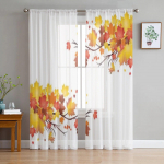 S&uuml;gisese vahtralehtede l&auml;bipaistvad kardinad elutuppa magamistuppa k&ouml;&ouml;k t&uuml;llkardinaga kodu dekoratiivsed l&auml;bipaistvad paneelid 135W x 114H(cm)