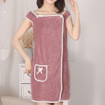 WTEMPO multifunktsionaalsed naiste reisid vabaaja vannir&auml;tik Pehme imav hommikumantel Bow Pocket vannikleidid rannar&auml;tikud One Size sinine