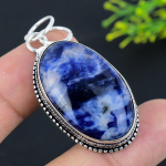 Natural Sodalite Gemstone Handmade 925 Sterling Silver Pendant 2.13 k6p93