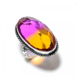 Natural Bi-Color Tourmaline Gemstone 925 Sterling Silver Ring Size 8 i7o02