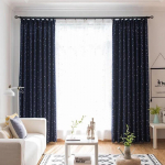 2TK Nordic Style Star tihendav kardin Varjutusvari Soe maast laeni aknakardin Elutuba Magamistoa Valmis konkskardin W150*H270cm*2pcs tumesinine v&auml;rv