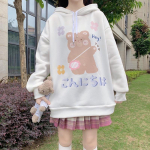 Anime Pusakampsun Jaapan Koomiks Kapuutsiga &Uuml;laosad &Uuml;lem&otilde;&otilde;duline T&auml;navamood Harajuku Valge Pikk Pullover Kapuutsiga Dressipluusid Pluss Suurus L&otilde;dvad Paksud Fliisist S&uuml;gis Talv Kapuutsiga Dressipluusid XXXL valge