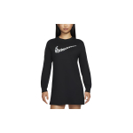 Nike Sportswear Tikitud Pikak&auml;iguline A-l&otilde;ikeline Kleit Naiste Kleit Must DM6318-010 XS