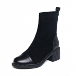 Stretch-saapad Naiste Briti stiilis saapad L&uuml;hikesed saapad Naiste keskmise toruga &uuml;hekordsed saapad Mootorratta saapad Chelsea saapad 40 must