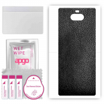 apgo Protective Skin Sticker for the back compatible with Sony Xperia 8 Lite, Wrap Film, Foil, Vinyl - Pattern Black Leather