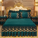 &Uuml;hev&auml;rviline Luksuslik paks sametist tepitud voodikate Queen King Size pitstikandid l&uuml;hike pl&uuml;&uuml;s voodi seelik ei kuulu komplekti Only 2pcs Pillowcase