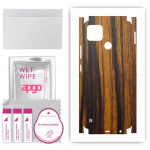 apgo Protective Skin Sticker for the back+sides compatible with Realme C25Y, Full Wrap Film, Foil, Vinyl - Pattern Tigerwood