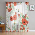 Abstraktsed lillemustriga t&uuml;lli l&auml;bipaistvad kardinad elutuppa magamistuppa k&ouml;&ouml;gi kaunistus Voile organza kardinad 135W x 114H(cm)