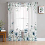 Eukal&uuml;pti tulbi liblikas lill karikakra leht l&auml;bipaistvad kardinad magamistuba elutuba aken kardinad t&uuml;llkardinad lastetuba 135W x 114H(cm)