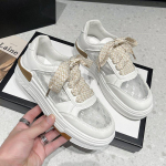 Summer  New Skateboard Shoes Women Fashion White Shoes Low Cut round Head Chic with Breathable Casual Mesh Shoes Women 35