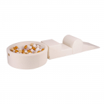 Vahtplastist ronimisklotsid v&auml;ikelastele MeowBaby&reg; Boucle White 3 elementi palliauguga 90x30cm 235x45x30 cm