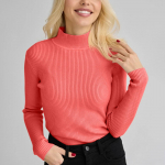 Naiste mood vabaaja poolk&otilde;rge kaelusega aluskattega &uuml;hev&auml;rviline mitmek&uuml;lgne kootud &uuml;mara kaelusega pullover kampsun One Size kohv