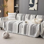 P&otilde;hjamaade stiilis triibuline minimalistlik &scaron;enill-diivani katteriie, kriimustusvastane Four Seasons universaalne diivanir&auml;tik Diivani kate Diivani kate 180*130cm