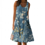 Hawaii kleit naistele Suvised kevadised plisseeritud boheemlaslikud kleidid Armsad varrukateta lendavad rannas sirged kleidid &Uuml;markaelusega kleidid L sinine