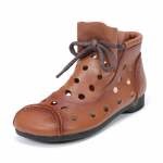 Johnature Poolsaapad Naistele Kingad Suvesandaalid Ehtsast nahast &uuml;mmarguse varba &otilde;mblemine Paelad K&auml;sitsi valmistatud retro vaba aeg 38 pruun