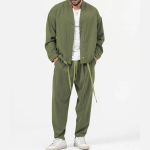 Meeste &Uuml;likond S&uuml;gis Pikkade Varrukatega N&ouml;&ouml;bitav Vabaaja Jakk ja P&uuml;ksid Vintage Street Wear Meeste Kaheosaline Komplekt XXXL armee roheline v&auml;rv