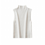 Vanad, k&otilde;rge kaelusega varrukateta naiste moekohased lihtsad soonikkoes kootud manteltopid Camis Chic vestiga plusssuuruses L valge
