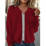 Tekstuuriga t&otilde;mblukuga Bomber-jakk, vabaaja ja pikkade varrukatega &uuml;ler&otilde;ivad, naisteriided M punane