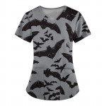 Naiste moodsad V-kaelusega l&uuml;hikeste varrukatega t&ouml;&ouml;r&otilde;ivad, taskutega, tr&uuml;kitud topid XL must