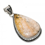 Fossil Coral Gemstone Handmade 925 Sterling Silver Jewelry Pendant 2.40 a5w62