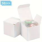 50 tk j&otilde;upaberist karp, mini valgest paberist kinkekarp kaanega seebikarp, kokkupandav papp, pulma v&auml;ike ehete kommikarp 50pcs valge