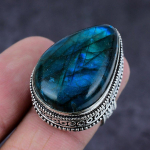 Natural Labradorite Gemstone Handmade 925 Sterling Silver Jewelry Ring S.9 a9n77