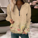 Naiste vabaaja pikkade varrukatega tavaline veerand t&otilde;mblukk, lilled, pullover, sviitrid vabaaja s&uuml;gisriided L sinine