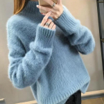 Uus mood s&uuml;gisene veekindel naaritsa kampsun naiste p&otilde;hjaga paks lahtine poolk&otilde;rge kraega &uuml;hev&auml;rviline pullover Pehme ja mugav One Size